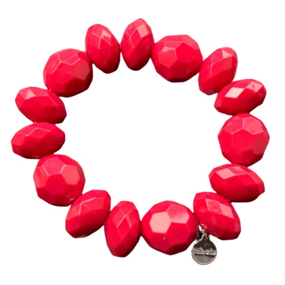 Stella & Dot Red Chunky Beaded Stretch Bracelet